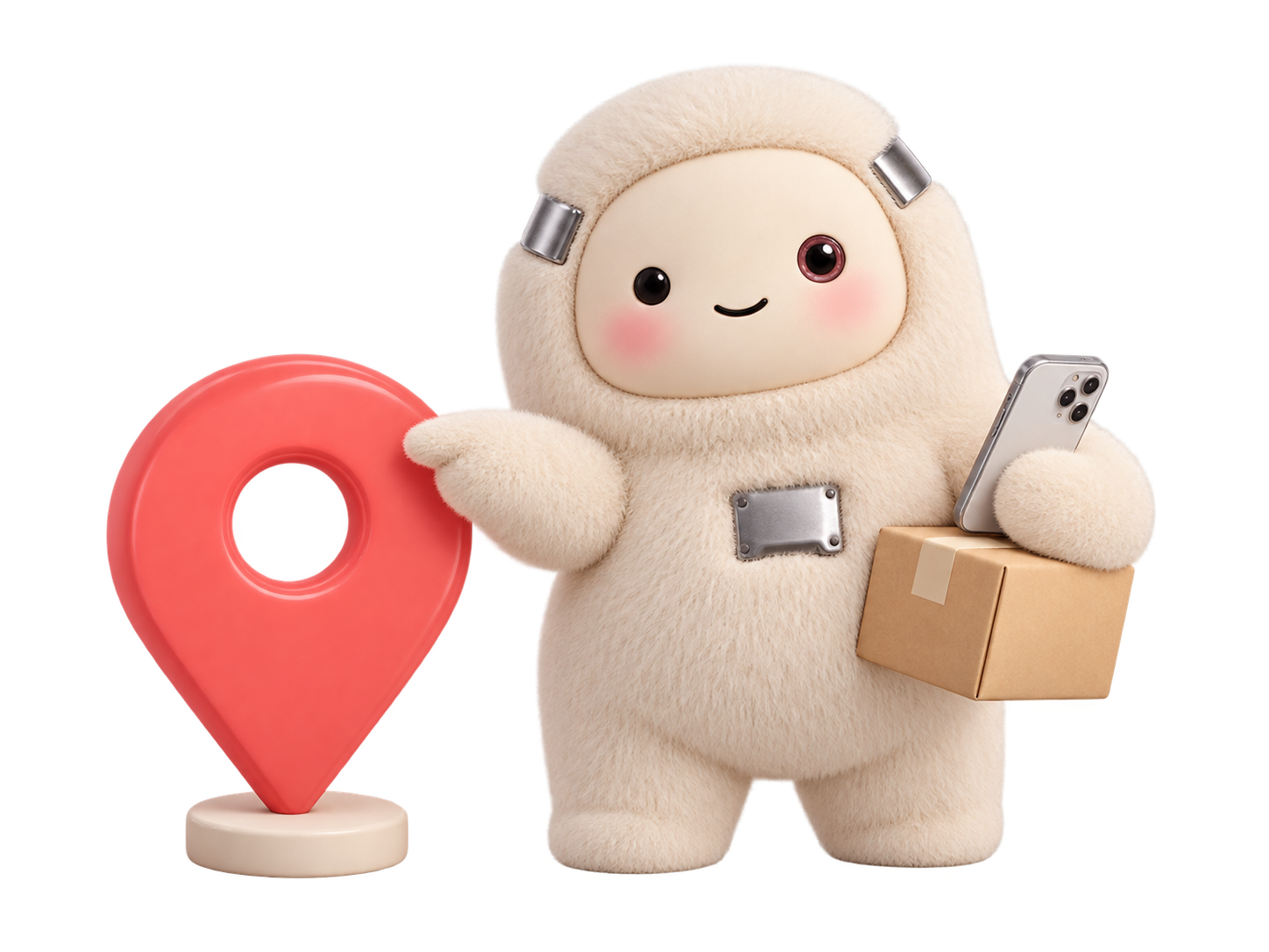 AI agent with map pin and package