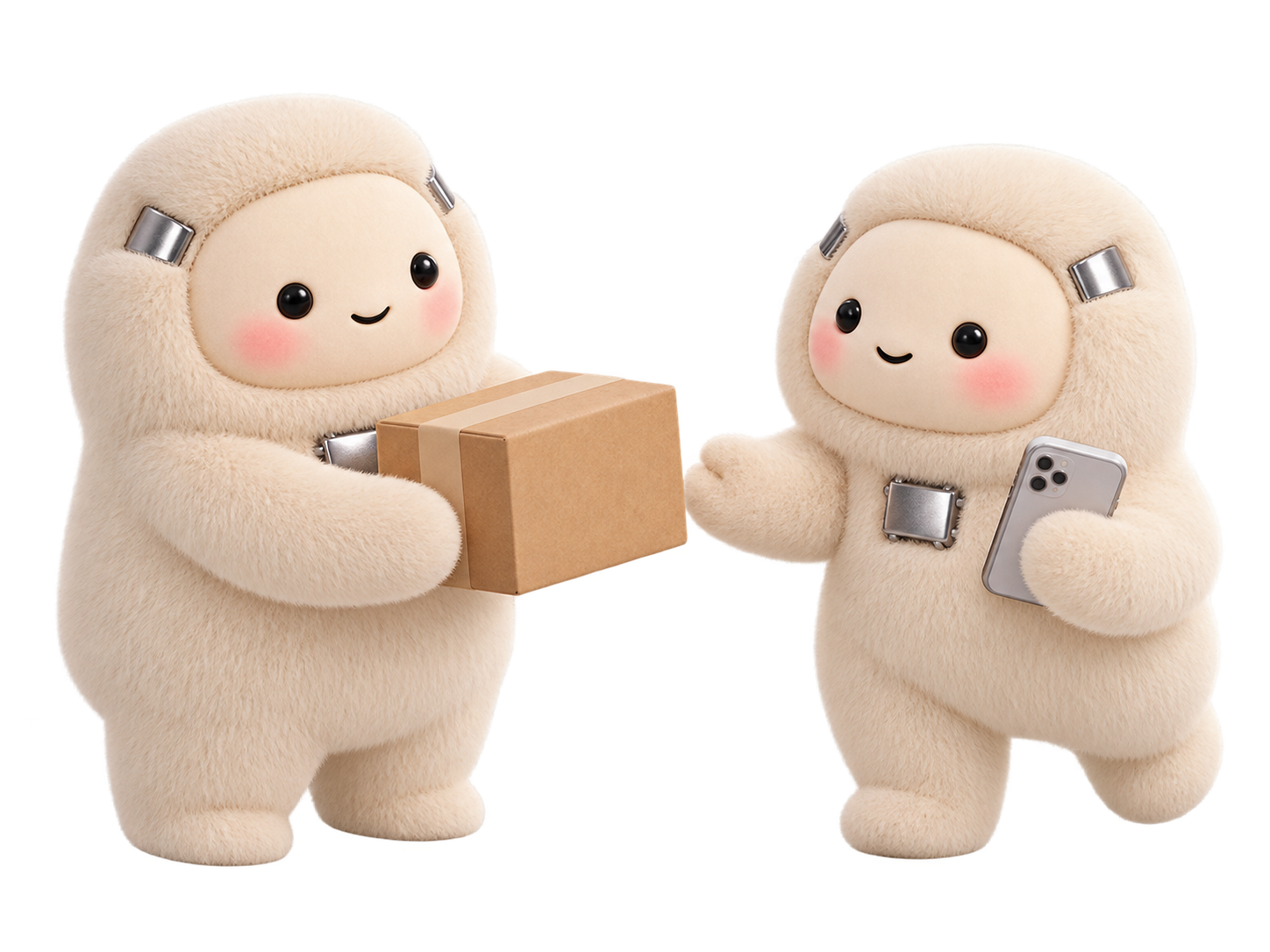 Two cute agents completing the package handoff
